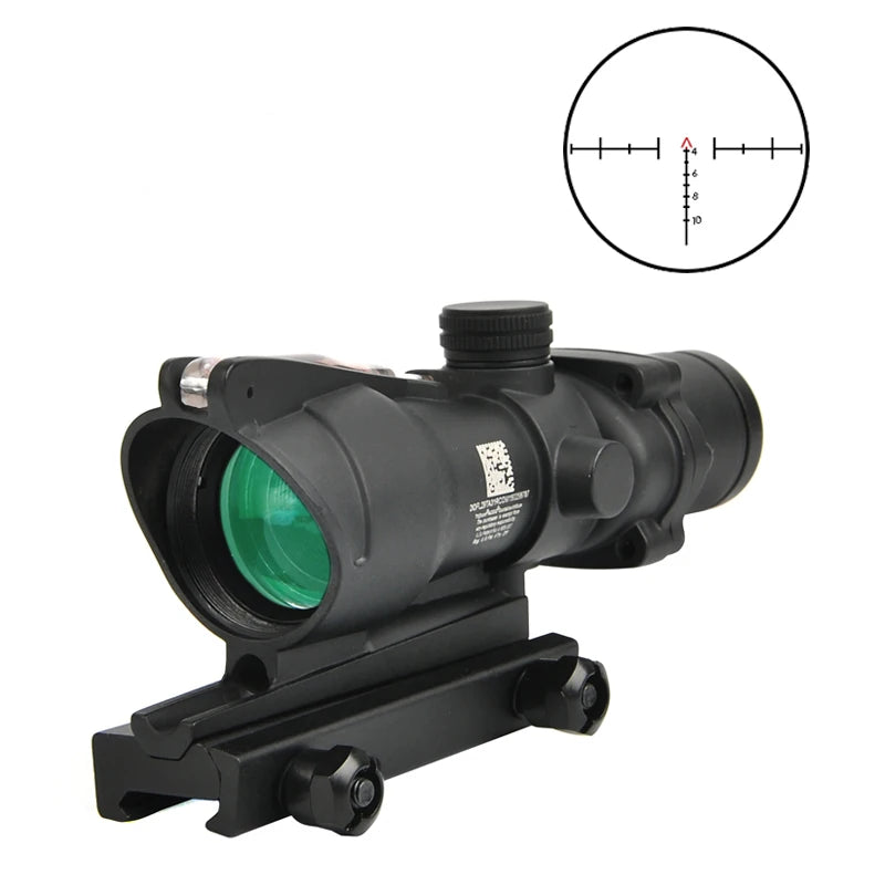 ACOG 4X32 Real Fiber Optics Red Dot Illuminated Chevron Glass Etched Reticle Tactical Optical Scope Hunting Optic Sight