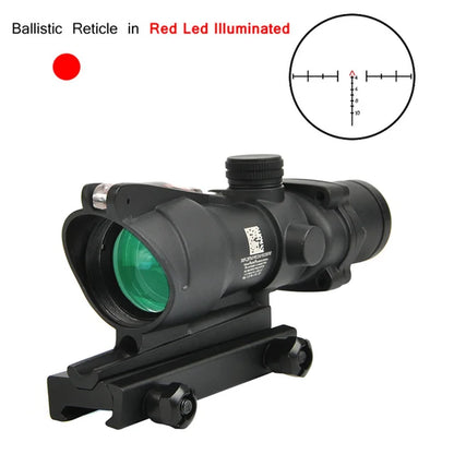 ACOG 4X32 Real Fiber Optics Red Dot Illuminated Chevron Glass Etched Reticle Tactical Optical Scope Hunting Optic Sight