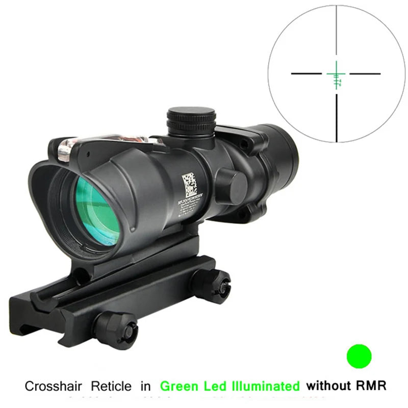 ACOG 4X32 Real Fiber Optics Red Dot Illuminated Chevron Glass Etched Reticle Tactical Optical Scope Hunting Optic Sight