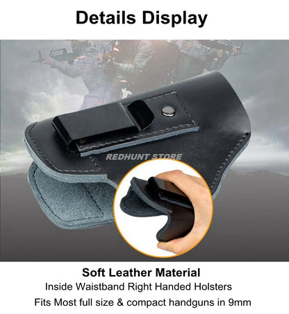 Left Tactical Leather Holster for Concealed Carry Airsoft IWB Gun Holsters for Glock 17 19 43X/ Sig P365 9mm for Hunting