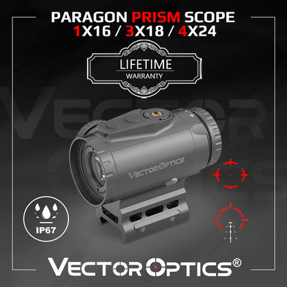 Vector Optics Paragon 1x16/3x18 Mini Prism Scope With Long Eye Relief Compact CQB Optics For Fast Target Shooting AR 15 .308