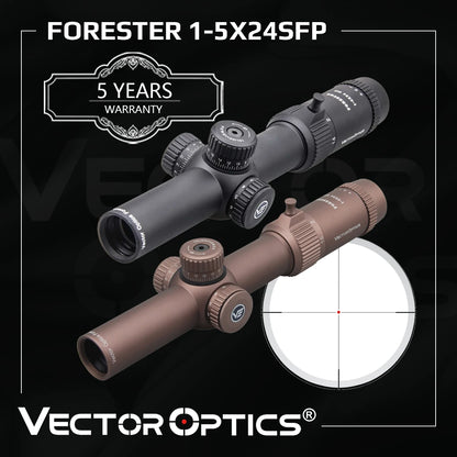 Vector Optics GenII Forester 1-5x24 Riflescope 30mm Center Dot Illuminated Fits AR15 .223 7.62mm Airgun Airsoft Hunting Scope