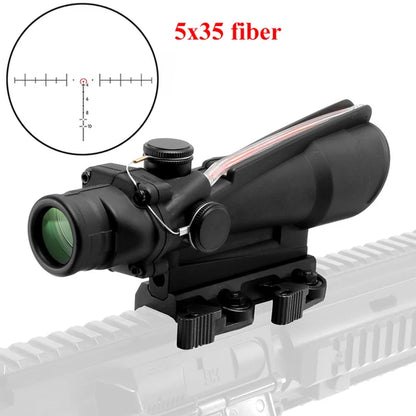 ACOG 4X32 Real Fiber Optics Red Dot Illuminated Chevron Glass Etched Reticle Tactical Optical Scope Hunting Optic Sight