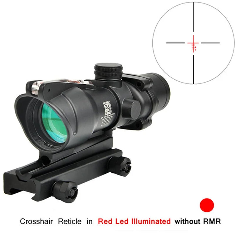 ACOG 4X32 Real Fiber Optics Red Dot Illuminated Chevron Glass Etched Reticle Tactical Optical Scope Hunting Optic Sight