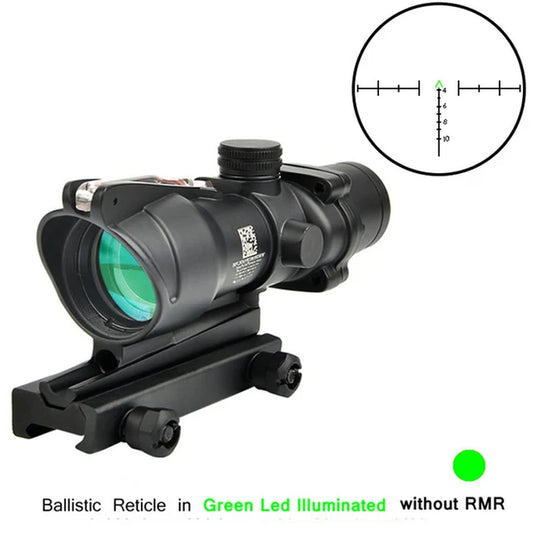 ACOG 4X32 Real Fiber Optics Red Dot Illuminated Chevron Glass Etched Reticle Tactical Optical Scope Hunting Optic Sight